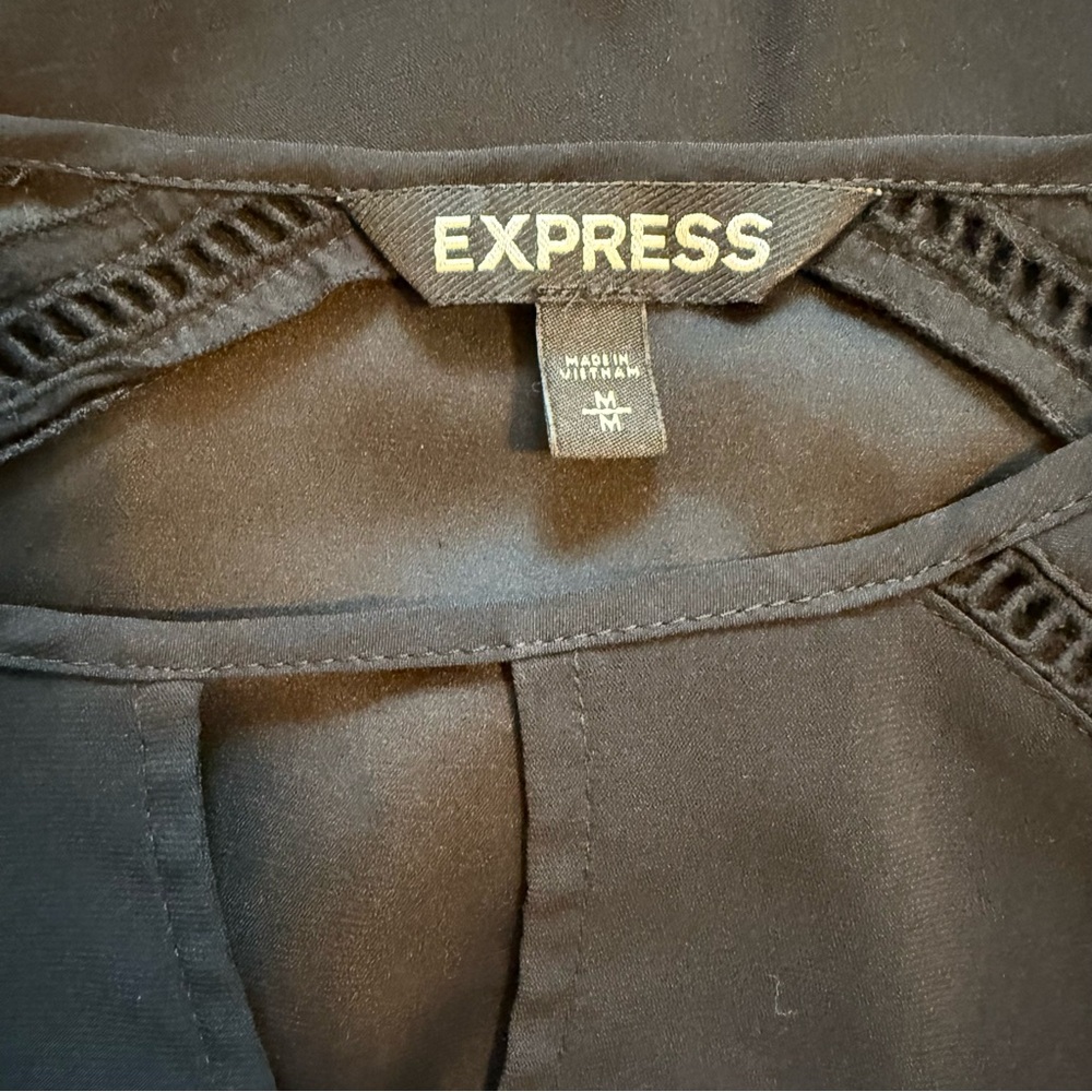 Express Black Lace Sleeve Women's Top - Picture 3 of 4
